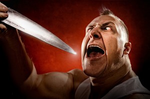 Angry man with knife