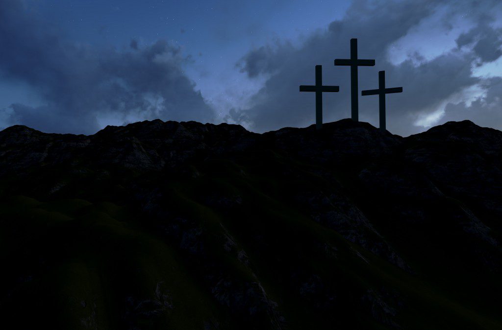 Three Crosses at Sunset