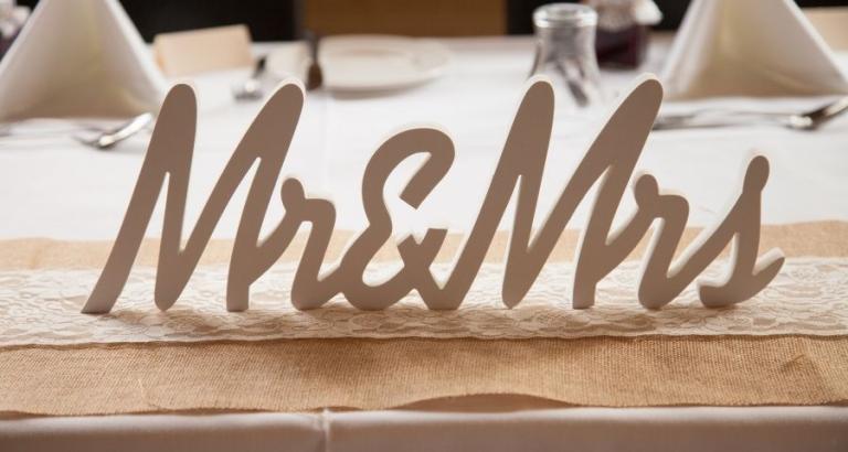 "Mr. & Mrs." Wedding sign