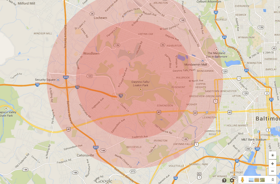 Radius of cell tower L689, credit to Redditor Anjin 
