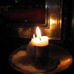 A candle inside the Holy Sepulcher