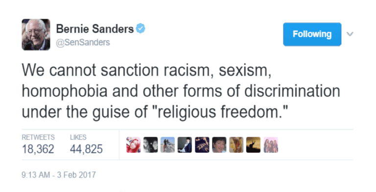 Bernie Sanders Rejects Bigotry In The Name Of ‘religious Freedom Michael Stone 