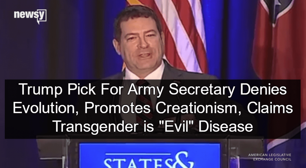 Trump Pick For Army Secretary Denies Evolution, Promotes Creationism ...