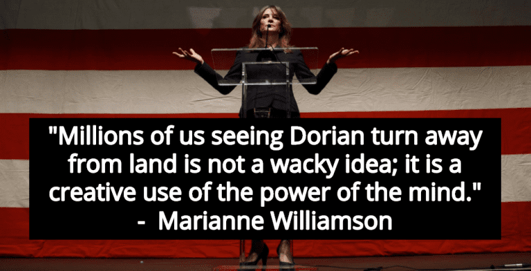 Marianne Williamson Claims ‘Mind Power’ Altered Course Of Hurricane Dorian (Image via Twitter)