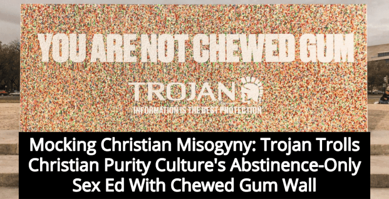 Trojan Trolls Abstinence-Only Sex-Ed With Chewed Gum Wall On National Mall (Image via Twitter)