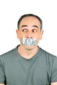Man with Tape on Mouth