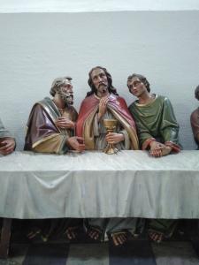 Jesus and two Apostles, the Last Supper, center of the table
