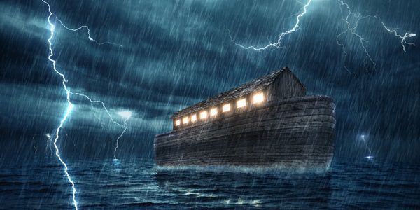 36351495 - noah's ark during a rain and lightning storm.