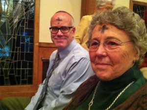My mom and I at an Ash Wednesday service in 2012.