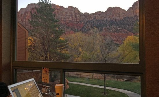 Sunrise on the cliffs of Zion National Park