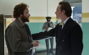 Seth Rogen and Michael Fassbender in Steve Jobs.