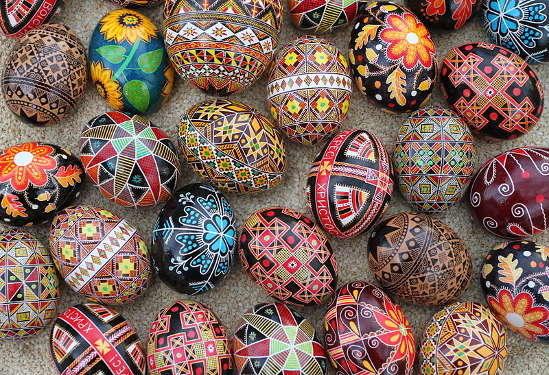 Traditional Ukrainian (pysanky) Easter eggs. Photo Credit: Luba Petrusha, Wikimedia.