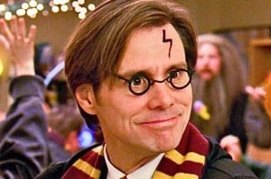 Jim Carrey dressed as Harry Potter in the film "Yes Man"