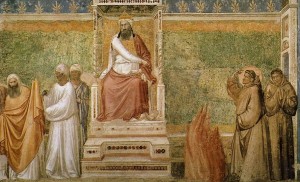 Catholic-Muslim relations haven't always been trials by fire. (Giotto, St. Francis before the Sultan; Source: Wikimedia Commons, PD-Old-100)
