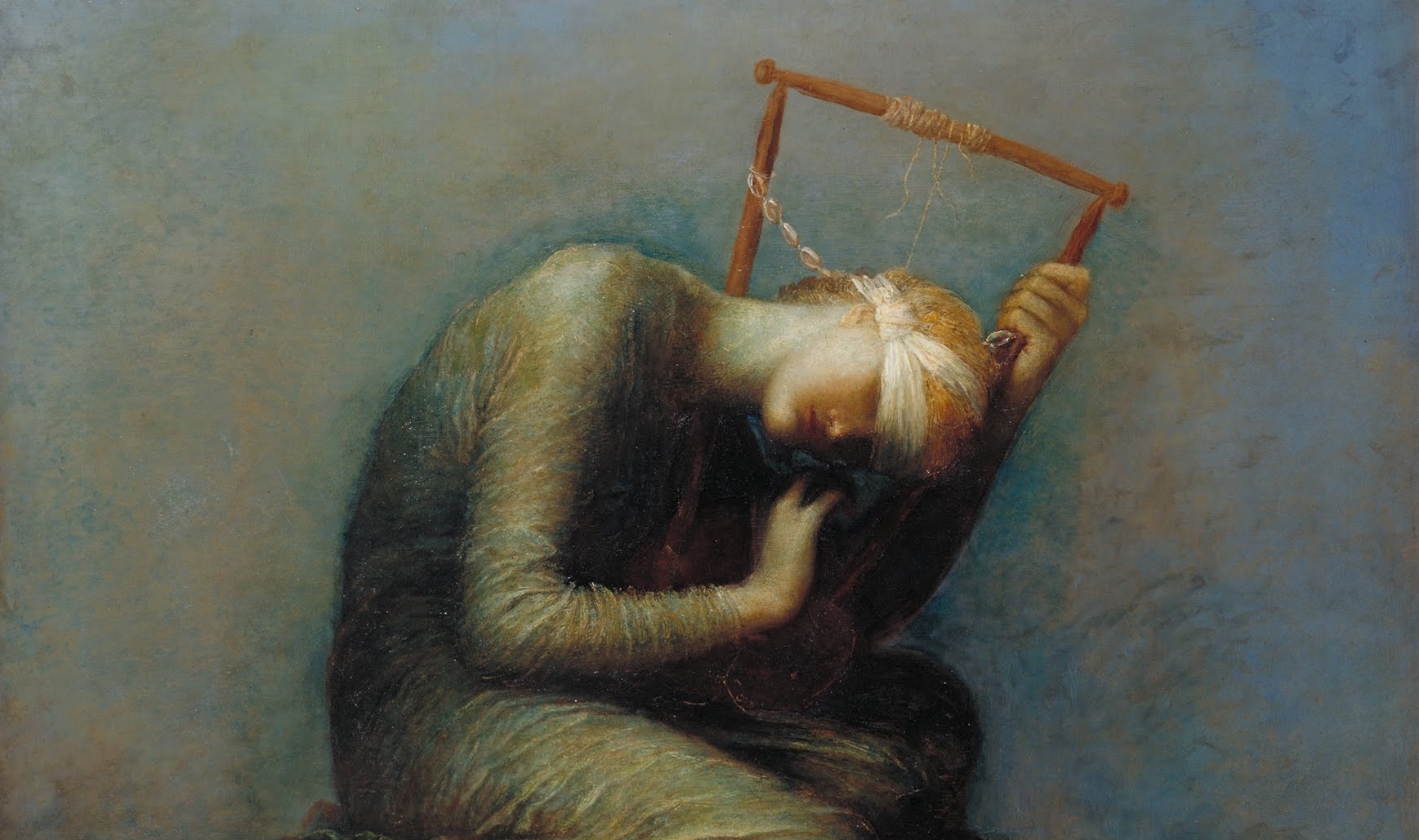 G.K. Chesterton thought that "Hope" by George Frederick Watts ought to be called "Despair." (Source: Wikimedia Commons, PD-Old-100)