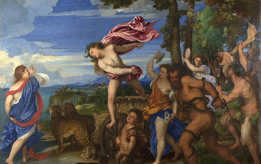 There's no need to be ashamed of the many similarities between the Gospels and myths, but it's important to remember the one key difference, says Girard (Titian, Bacchus and Ariadne, 1523; Source: Wikimedia Commons, PD-Old-100). 