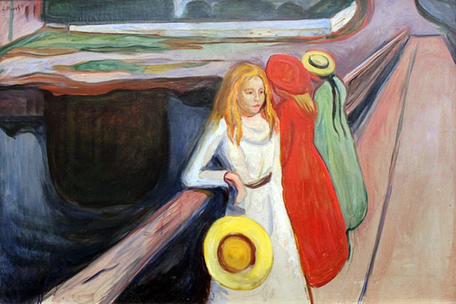 Terrorism is terrifying ordinary (Edvard Munch, Girls on the Pier, 1901; Source: Wikimedia, PD-Before-1923)