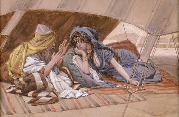 Inquiring minds want to know (James Tissot, Abram's Counsel to Sarai, 1902; Source: Wikimedia Commons, PD-Old-100)