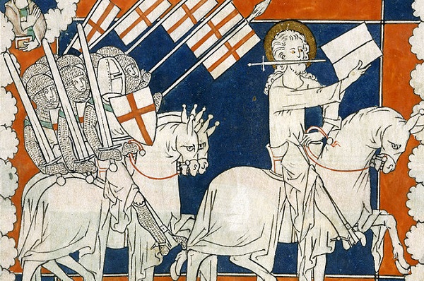 (Queen Mary Apocalypse, The Rider on a White Horse [Christ with Sword in Mouth], early 14th C.; Wikimedia, CC0 1.0)