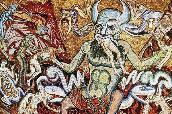 (Coppo di Marcovaldo, Hell Mosaic, 13th c.; Wikimedia, PD-Old-100)