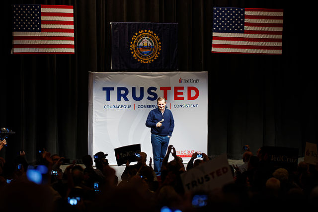 Cruz Takes Aim at Top Rivals — Especially Trump — in New Hampshire, by Michael Vadon; Wikimedia, CC BY-SA 4.0)