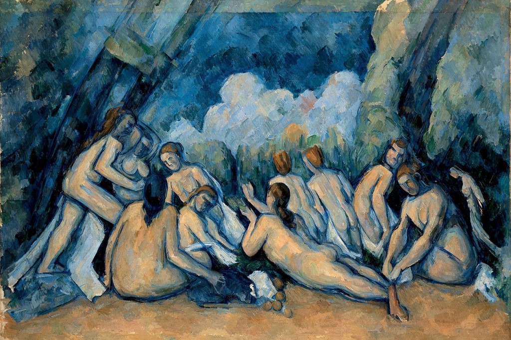 Done swimming . . .(Paul Cezanne, Large Bathers, 1906; Wiki Commons, PD-Old-100).
