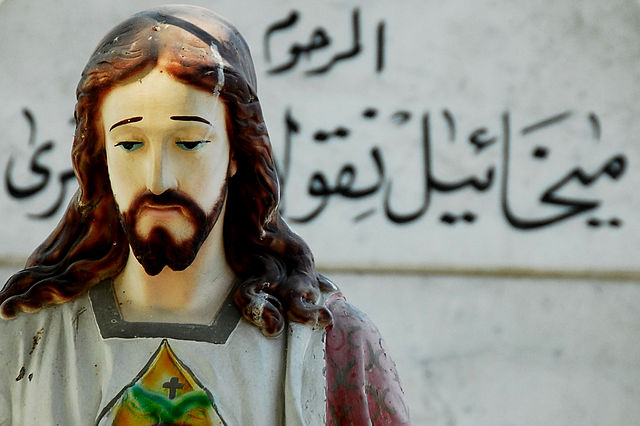 Arabic Jesus, Status of Jesus in Coptic Cairo, 5 April 2008; Source: Flickr, Author: Tinou Bao, CC BY 2.0). 