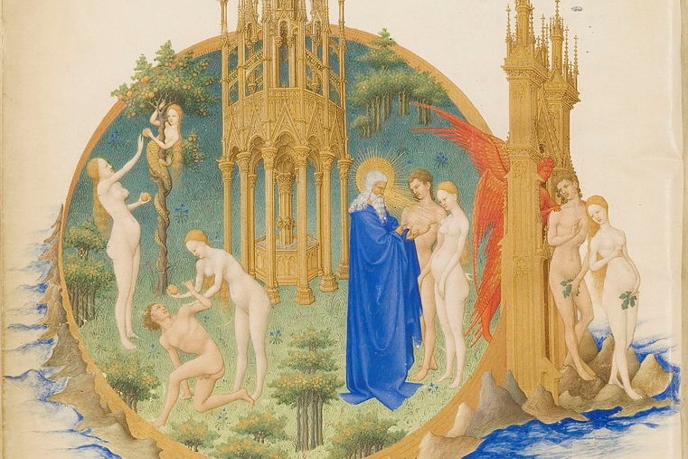 I suppose Genesis featured the first Earth Day (Limbourg Brothers,Très Riches Heures du duc de Berry Folio 25, verso: The Garden of Eden, 15th c.; Wikimedia, PD-Old-100)