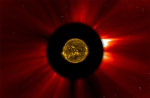 Extended Solar Corona Through an Ultraviolet Filter. Public domain image courtesy of NASA.