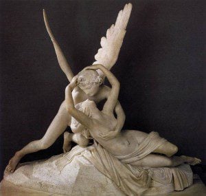 Psyche Revived by Cupid's Kiss (1793) by Antonio Canova (public domain image from the Louvre).