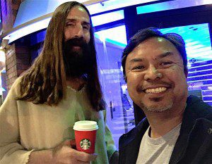 Christian Pastor Danny Cortez, enjoying Starbucks with, well... you know.