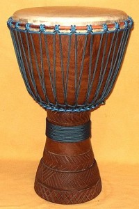 Description: a small wooden djembe.