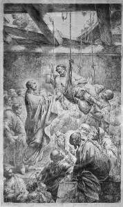 Christ healing the paralytic at Capernaum by Bernhard Rode 1780. Wikipedia.org