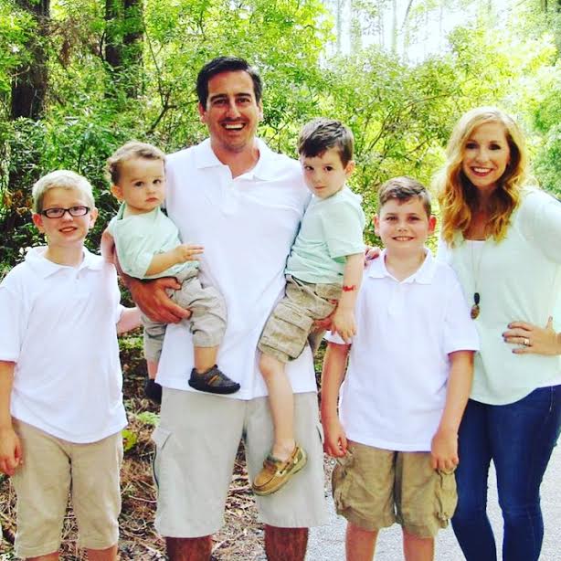 Dave and Ashley Willis family picture with boys Cooper, Connor, Chandler and Chatham in Hilton Head 2016