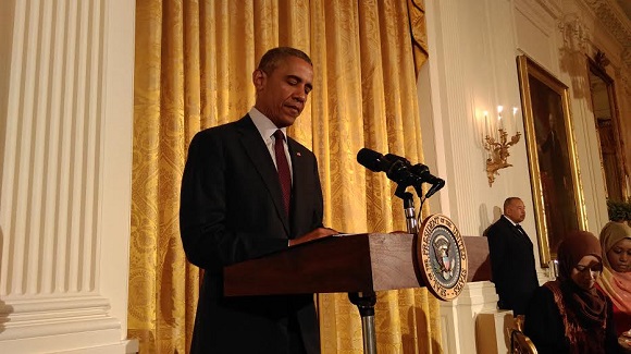 President Obama addressing Muslims at an iftaar event in 2014. Image source: Wikimedia Commons