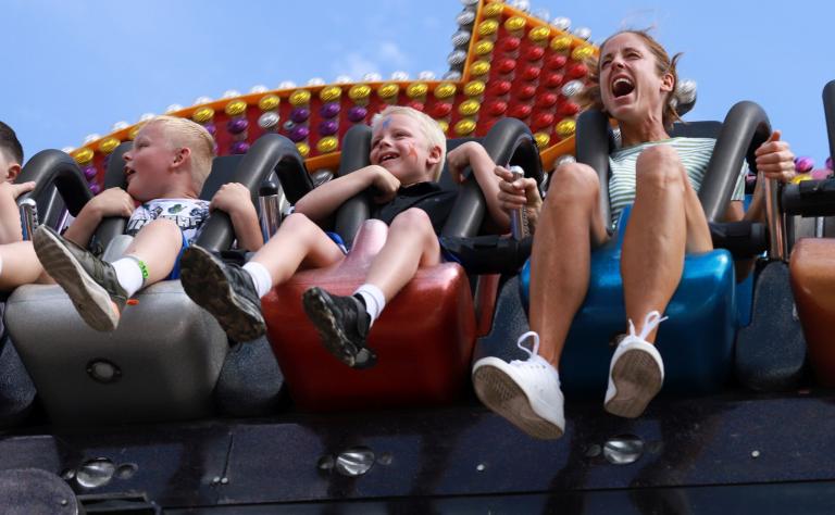 One of the many funfair rides at the Church of Scientology Community Centre on Dinosaur Days weekend 