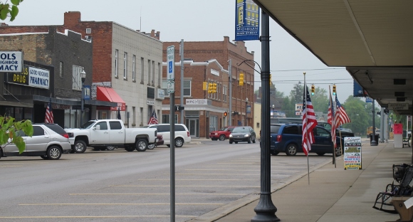 The main street of Scottville, MI, in 2013. Photo by Barbara Newhall