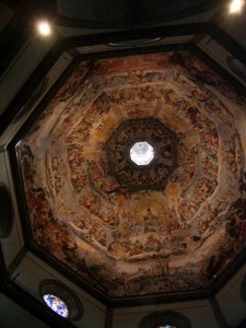 Interior of the dome of the Duoma, Florence, Italy, showing the Last Judgement. Photo by Barbara Newhall