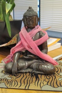 Shopper Jeff Greenwald finally settled on this Buddha figure. Its mudra is “Touching the Earth” in which the newly enlightened Buddha enlists the witness of the Earth against evil. Photo by Barbara Newhall