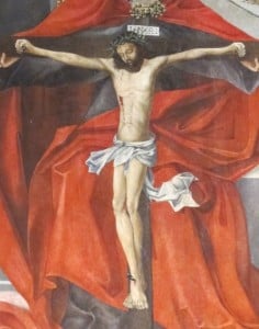 Detail of a painting of the crucifixion of Jesus with the Trinity, Matthias Church, Budapest. Photos by Barbara Newhall