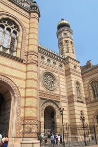 Facade of the Dohany Street Synagogue, with tower, Budapest. Photo by Barbara Newhall