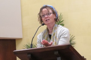 Novelist and memoirist Anne Lamott reading from "Help, Thanks, Wow" 2012-11-16 at Montclair Presbyterian Church, Oakland, CA. Photo by Barbara Newhal
