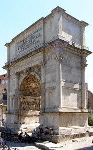 The Arch of Titus in Rome commemorates the destruction of Jerusalem in 70 CE. (Creative Commons photo by Dnalor 01)