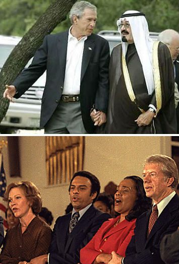 Presidents holding hands with Kings.