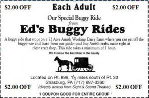 Print this out and you can save two bucks per adult on a genuine Amish buggy ride.