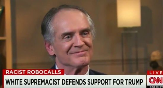 Jared Taylor is a basket-case. This isn't CNN accusing him of being a white supremacist. This is him identifying himself that way and arguing that it's the main reason for support of Donald Trump.