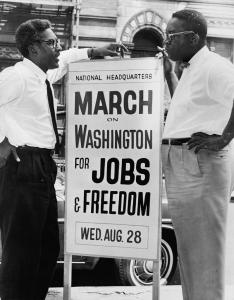 Bayard Rustin (left) and Cleveland Robinson. (Photo by Orlando Fernandez via Wikipedia)