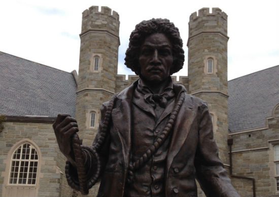 This statue of Frederick Douglass stands in the center of West Chester University, out here in Chester County.