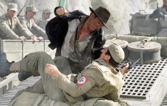 Indiana Jones punching a Nazi.