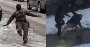 Photos of ICE agents in full costume (camouflage, for some reason, "tactical" vests, too many pockets, guns, masks, etc.) flailing about and failing to keep their footing on the ice in Minneapolis. They have their arms extended to the sides, flapping, as though dancing to Morris Day singing, "Squat, Hallelujah."